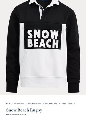 Snow Beach Rugby Pullover Sweatshirt - Black & White